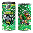 Canberra Raiders 4 in 1 Can Cooler Tumbler Aboriginal Dot Pattern - Rugby Mascot Heritage Pride