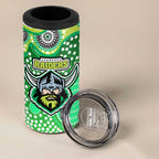 Canberra Raiders 4 in 1 Can Cooler Tumbler Aboriginal Dot Pattern - Rugby Mascot Heritage Pride