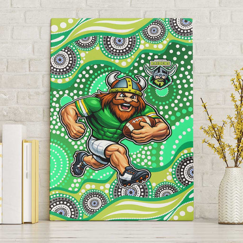 Canberra Raiders Canvas Wall Art Aboriginal Dot Pattern - Rugby Mascot Heritage Pride
