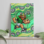 Canberra Raiders Canvas Wall Art Aboriginal Dot Pattern - Rugby Mascot Heritage Pride
