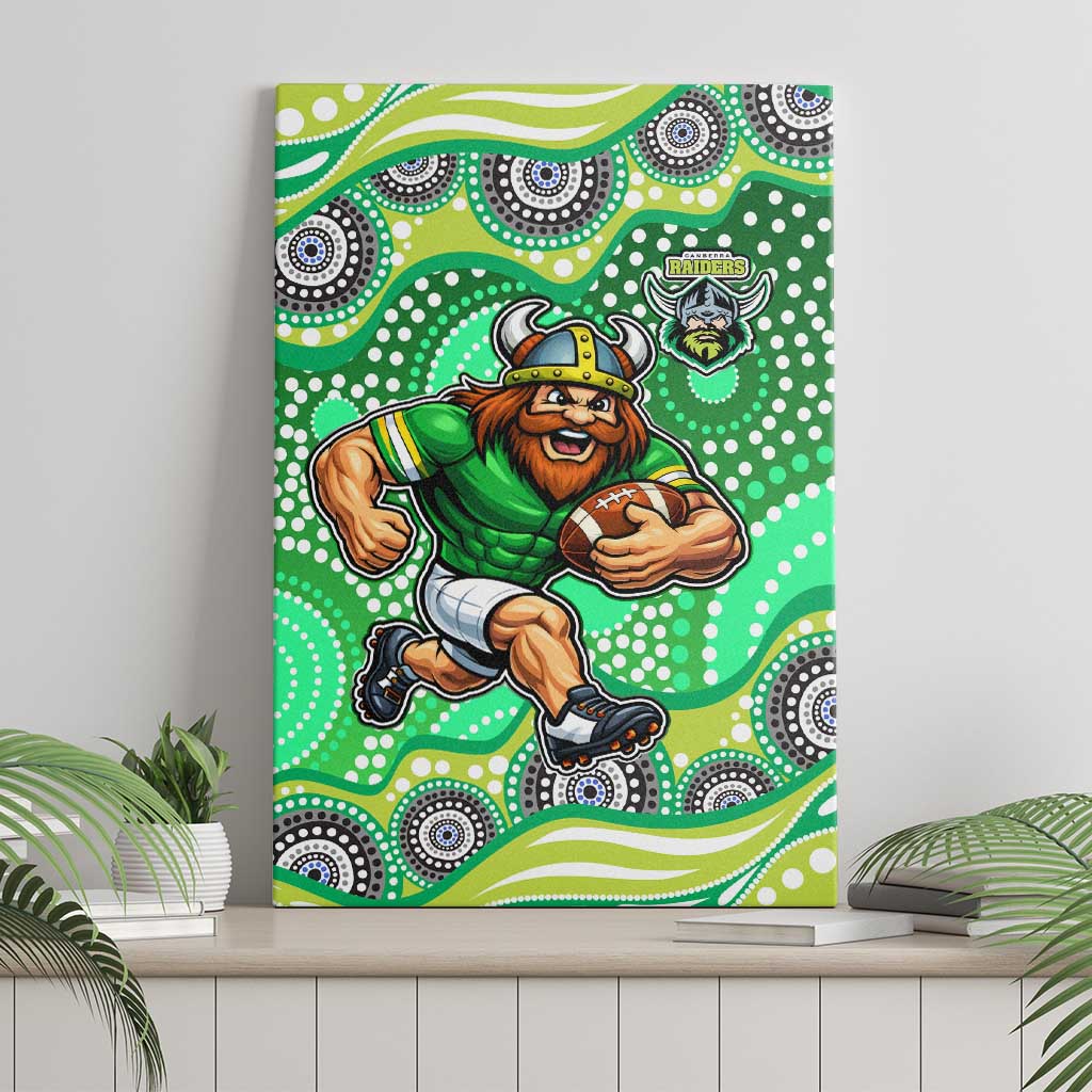 Canberra Raiders Canvas Wall Art Aboriginal Dot Pattern - Rugby Mascot Heritage Pride