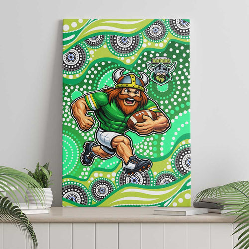 Canberra Raiders Canvas Wall Art Aboriginal Dot Pattern - Rugby Mascot Heritage Pride