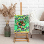 Canberra Raiders Canvas Wall Art Aboriginal Dot Pattern - Rugby Mascot Heritage Pride
