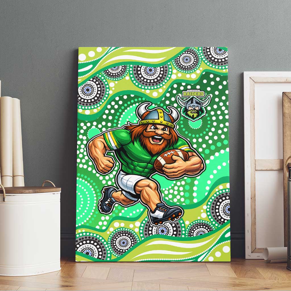 Canberra Raiders Canvas Wall Art Aboriginal Dot Pattern - Rugby Mascot Heritage Pride