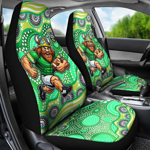 Canberra Raiders Car Seat Cover Aboriginal Dot Pattern - Rugby Mascot Heritage Pride