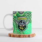 Canberra Raiders Ceramic Mug Aboriginal Dot Pattern - Rugby Mascot Heritage Pride