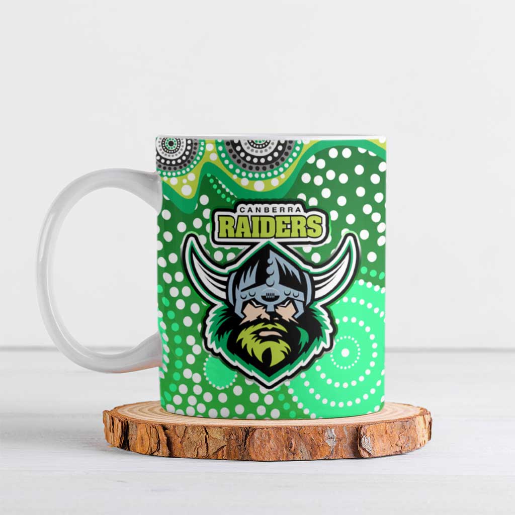 Canberra Raiders Ceramic Mug Aboriginal Dot Pattern - Rugby Mascot Heritage Pride