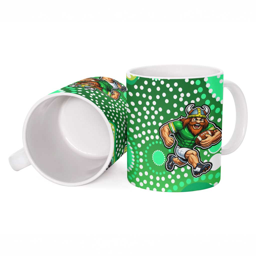 Canberra Raiders Ceramic Mug Aboriginal Dot Pattern - Rugby Mascot Heritage Pride