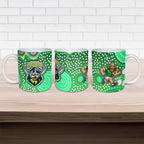 Canberra Raiders Ceramic Mug Aboriginal Dot Pattern - Rugby Mascot Heritage Pride