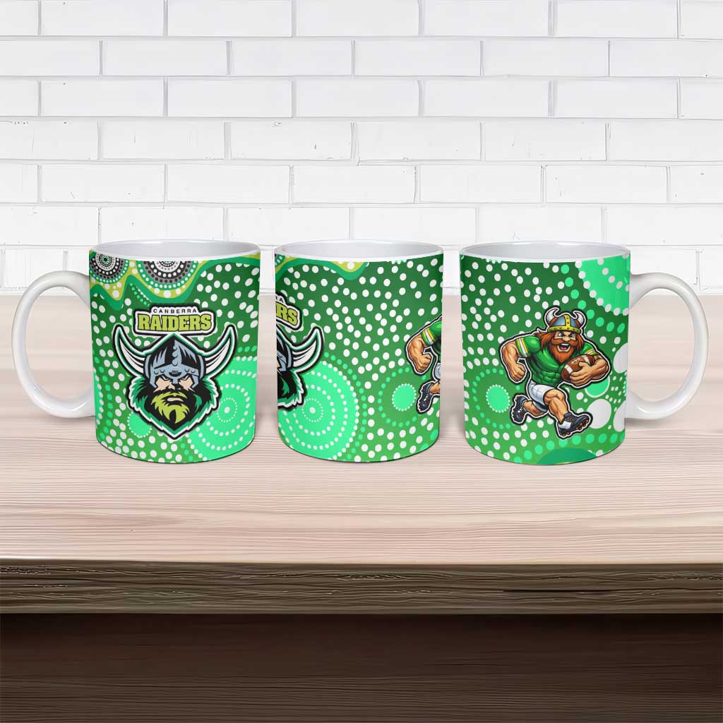 Canberra Raiders Ceramic Mug Aboriginal Dot Pattern - Rugby Mascot Heritage Pride