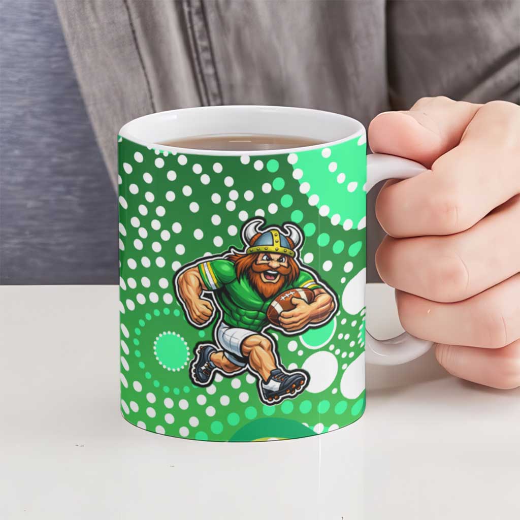 Canberra Raiders Ceramic Mug Aboriginal Dot Pattern - Rugby Mascot Heritage Pride
