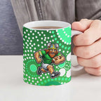Canberra Raiders Ceramic Mug Aboriginal Dot Pattern - Rugby Mascot Heritage Pride