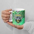 Canberra Raiders Ceramic Mug Aboriginal Dot Pattern - Rugby Mascot Heritage Pride