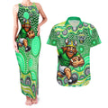 Canberra Raiders Couples Matching Tank Maxi Dress and Hawaiian Shirt Aboriginal Dot Pattern - Rugby Mascot Heritage Pride