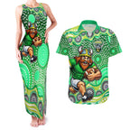 Canberra Raiders Couples Matching Tank Maxi Dress and Hawaiian Shirt Aboriginal Dot Pattern - Rugby Mascot Heritage Pride