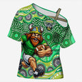 Canberra Raiders Cross Shoulder Shirt Aboriginal Dot Pattern - Rugby Mascot Heritage Pride