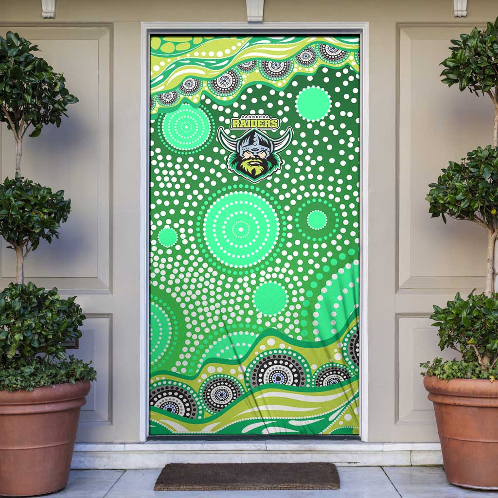 Canberra Raiders Door Cover Aboriginal Dot Pattern - Rugby Mascot Heritage Pride