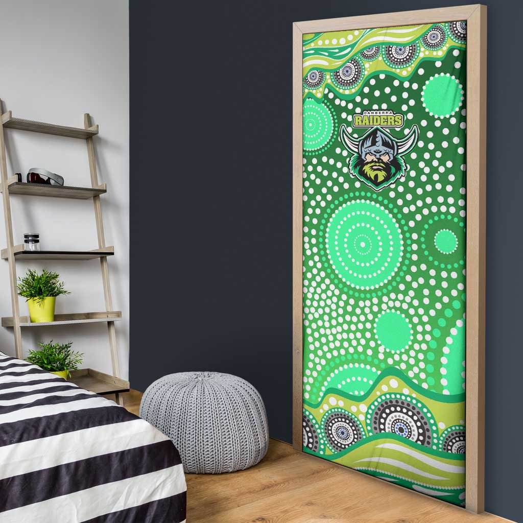 Canberra Raiders Door Cover Aboriginal Dot Pattern - Rugby Mascot Heritage Pride