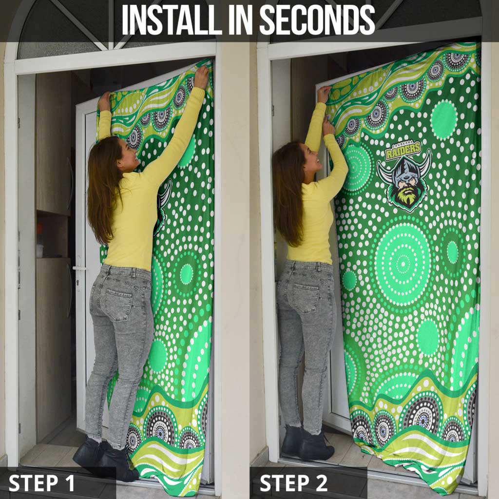 Canberra Raiders Door Cover Aboriginal Dot Pattern - Rugby Mascot Heritage Pride