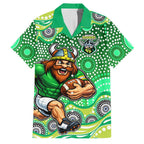 Canberra Raiders Family Matching Long Sleeve Bodycon Dress and Hawaiian Shirt Aboriginal Dot Pattern - Rugby Mascot Heritage Pride