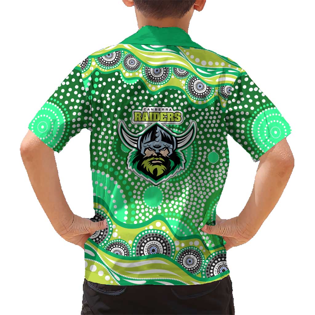 Canberra Raiders Family Matching Mermaid Dress and Hawaiian Shirt Aboriginal Dot Pattern - Rugby Mascot Heritage Pride