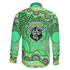 Canberra Raiders Family Matching Mermaid Dress and Hawaiian Shirt Aboriginal Dot Pattern - Rugby Mascot Heritage Pride