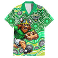 Canberra Raiders Family Matching Off The Shoulder Long Sleeve Dress and Hawaiian Shirt Aboriginal Dot Pattern - Rugby Mascot Heritage Pride