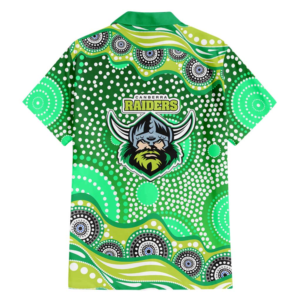 Canberra Raiders Family Matching Off Shoulder Maxi Dress and Hawaiian Shirt Aboriginal Dot Pattern - Rugby Mascot Heritage Pride
