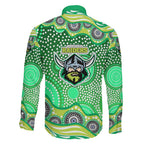 Canberra Raiders Family Matching Summer Maxi Dress and Hawaiian Shirt Aboriginal Dot Pattern - Rugby Mascot Heritage Pride