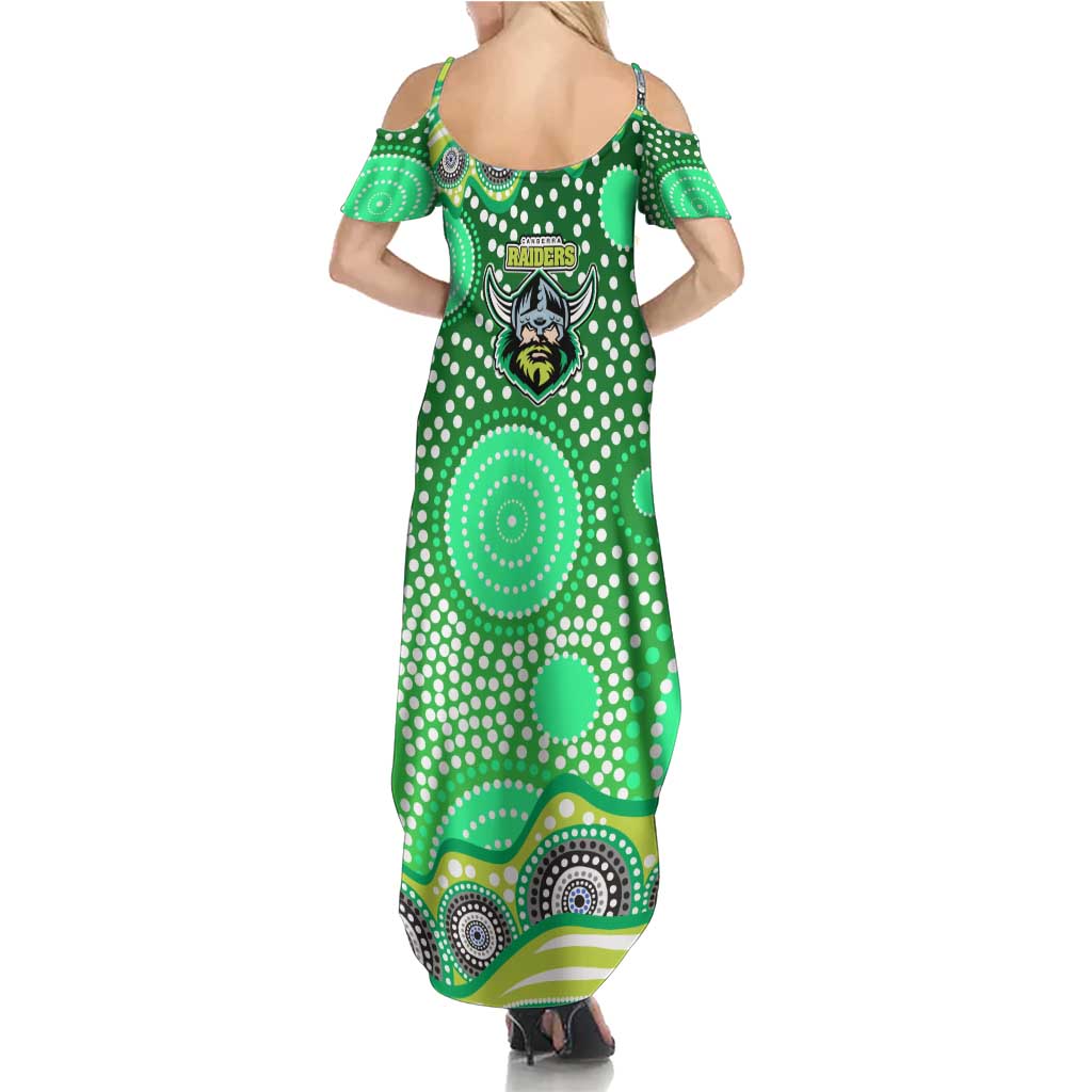 Canberra Raiders Family Matching Summer Maxi Dress and Hawaiian Shirt Aboriginal Dot Pattern - Rugby Mascot Heritage Pride