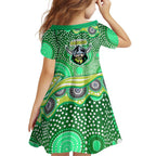 Canberra Raiders Family Matching Tank Maxi Dress and Hawaiian Shirt Aboriginal Dot Pattern - Rugby Mascot Heritage Pride