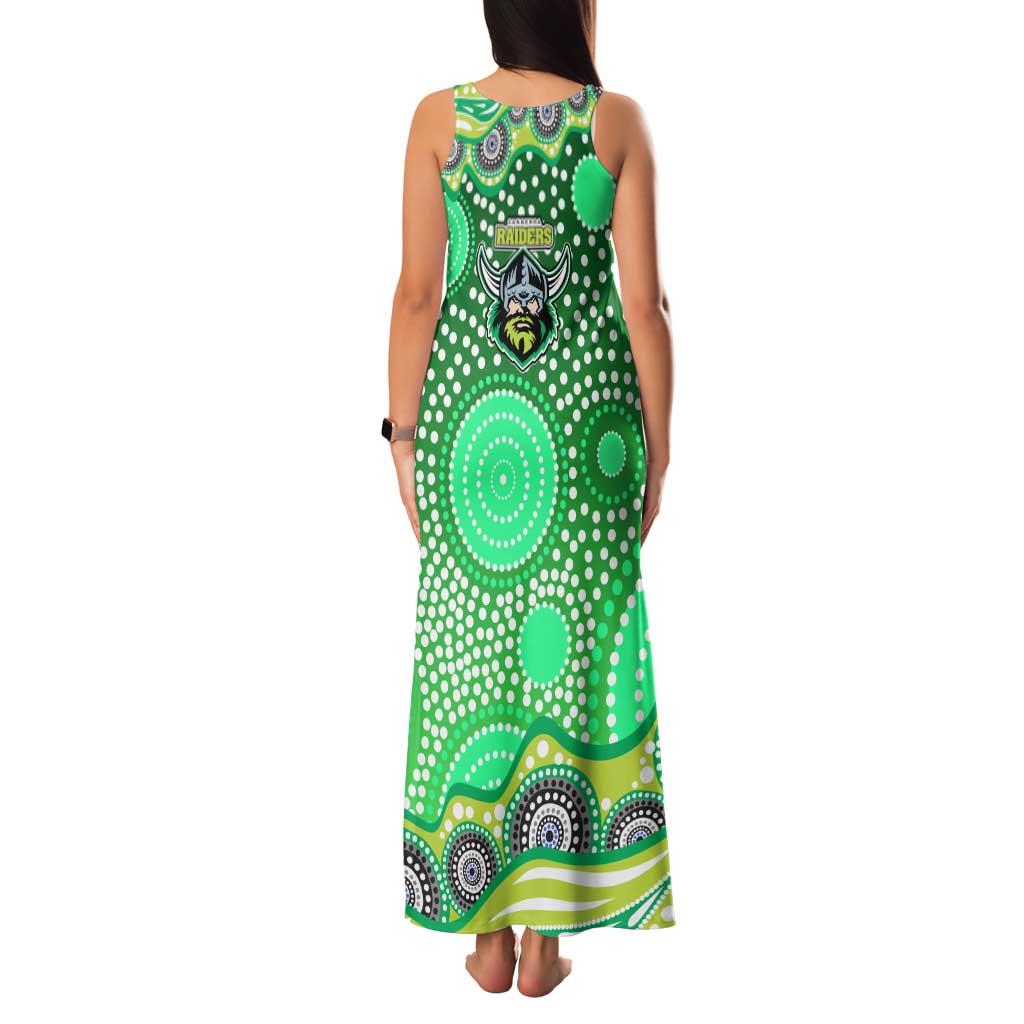Canberra Raiders Family Matching Tank Maxi Dress and Hawaiian Shirt Aboriginal Dot Pattern - Rugby Mascot Heritage Pride