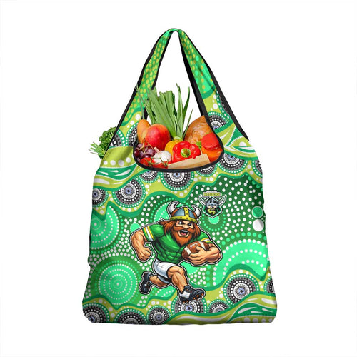 Canberra Raiders Grocery Bag Aboriginal Dot Pattern - Rugby Mascot Heritage Pride