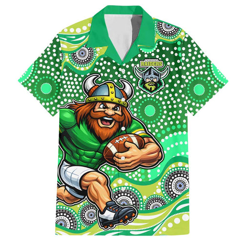 Canberra Raiders Hawaiian Shirt Aboriginal Dot Pattern - Rugby Mascot Heritage Pride