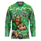 Canberra Raiders Hockey Jersey Aboriginal Dot Pattern - Rugby Mascot Heritage Pride