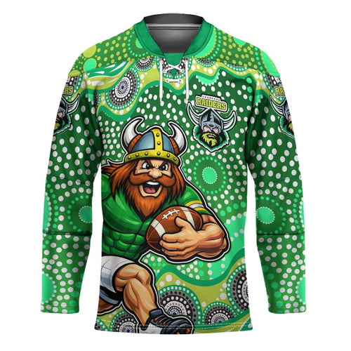Canberra Raiders Hockey Jersey Aboriginal Dot Pattern - Rugby Mascot Heritage Pride