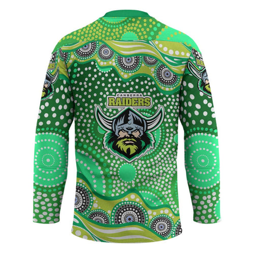 Canberra Raiders Hockey Jersey Aboriginal Dot Pattern - Rugby Mascot Heritage Pride
