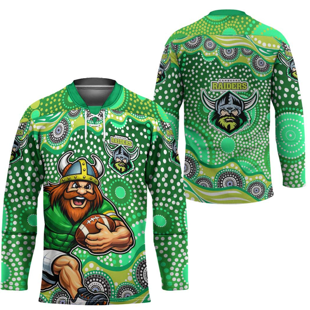 Canberra Raiders Hockey Jersey Aboriginal Dot Pattern - Rugby Mascot Heritage Pride