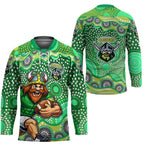 Canberra Raiders Hockey Jersey Aboriginal Dot Pattern - Rugby Mascot Heritage Pride