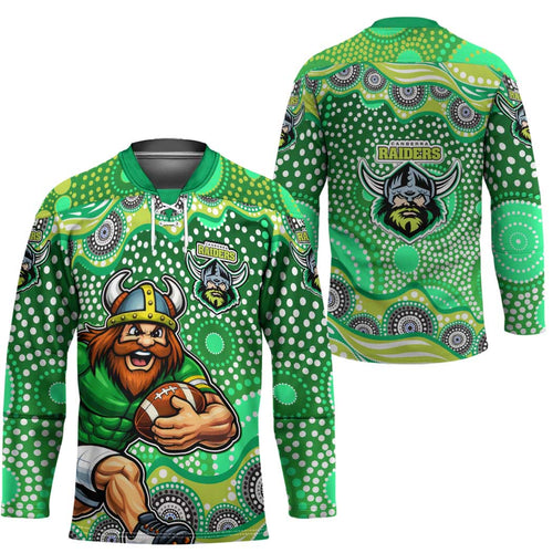 Canberra Raiders Hockey Jersey Aboriginal Dot Pattern - Rugby Mascot Heritage Pride