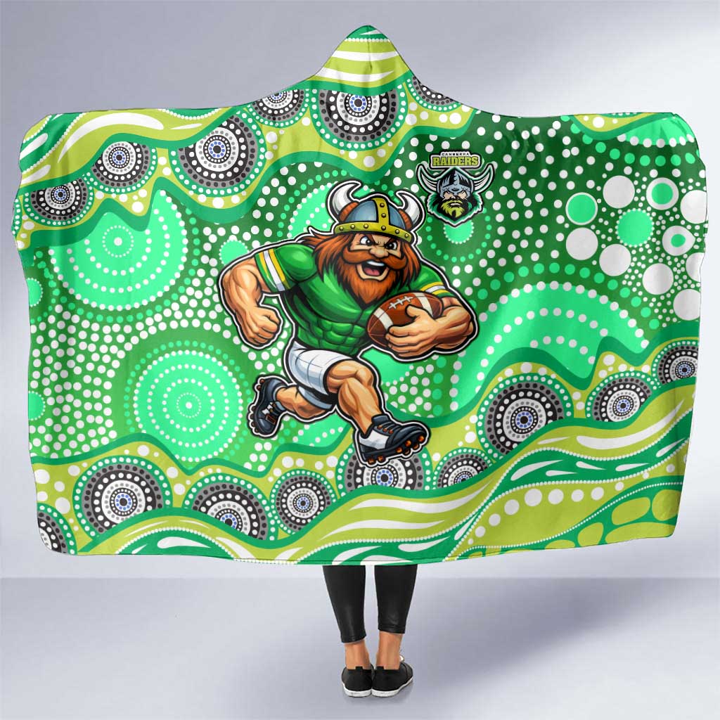 Canberra Raiders Hooded Blanket Aboriginal Dot Pattern - Rugby Mascot Heritage Pride
