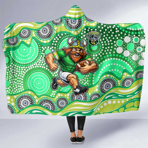 Canberra Raiders Hooded Blanket Aboriginal Dot Pattern - Rugby Mascot Heritage Pride
