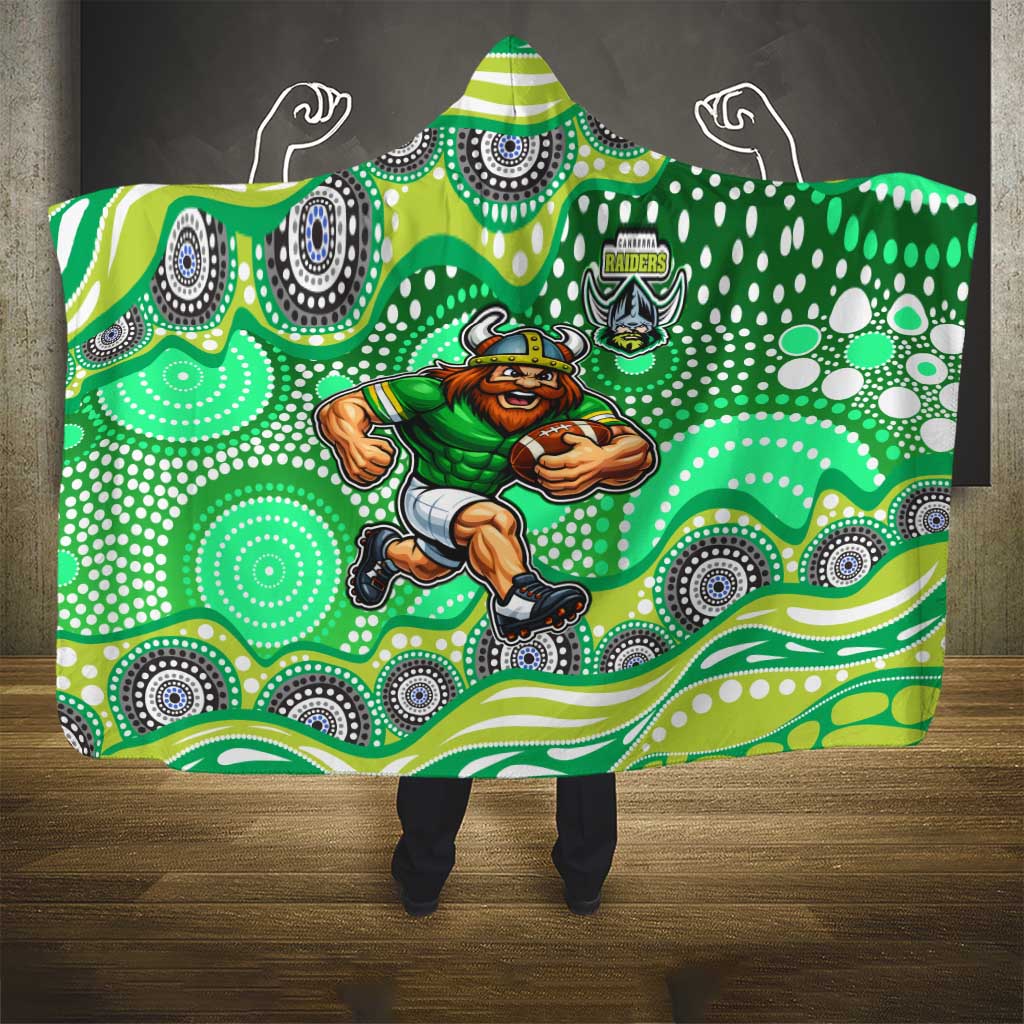 Canberra Raiders Hooded Blanket Aboriginal Dot Pattern - Rugby Mascot Heritage Pride