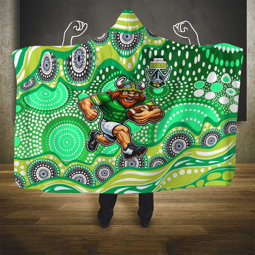Canberra Raiders Hooded Blanket Aboriginal Dot Pattern - Rugby Mascot Heritage Pride