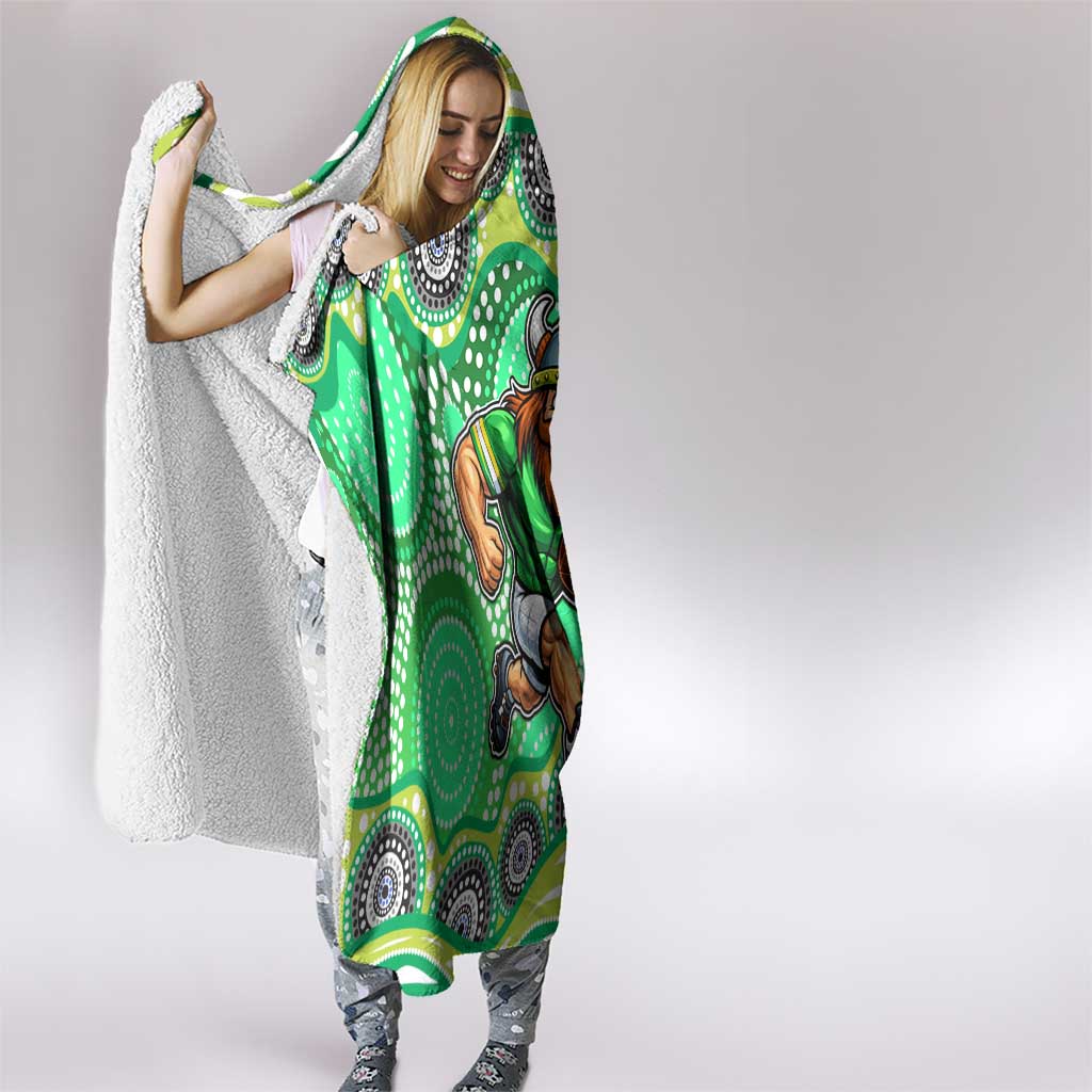 Canberra Raiders Hooded Blanket Aboriginal Dot Pattern - Rugby Mascot Heritage Pride