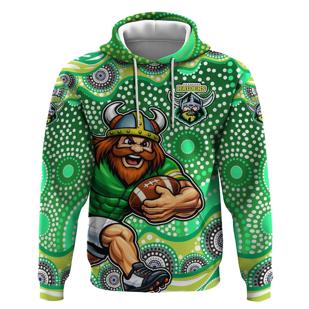 Canberra Raiders Hoodie Aboriginal Dot Pattern - Rugby Mascot Heritage Pride
