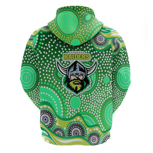 Canberra Raiders Hoodie Aboriginal Dot Pattern - Rugby Mascot Heritage Pride