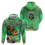 Canberra Raiders Hoodie Aboriginal Dot Pattern - Rugby Mascot Heritage Pride