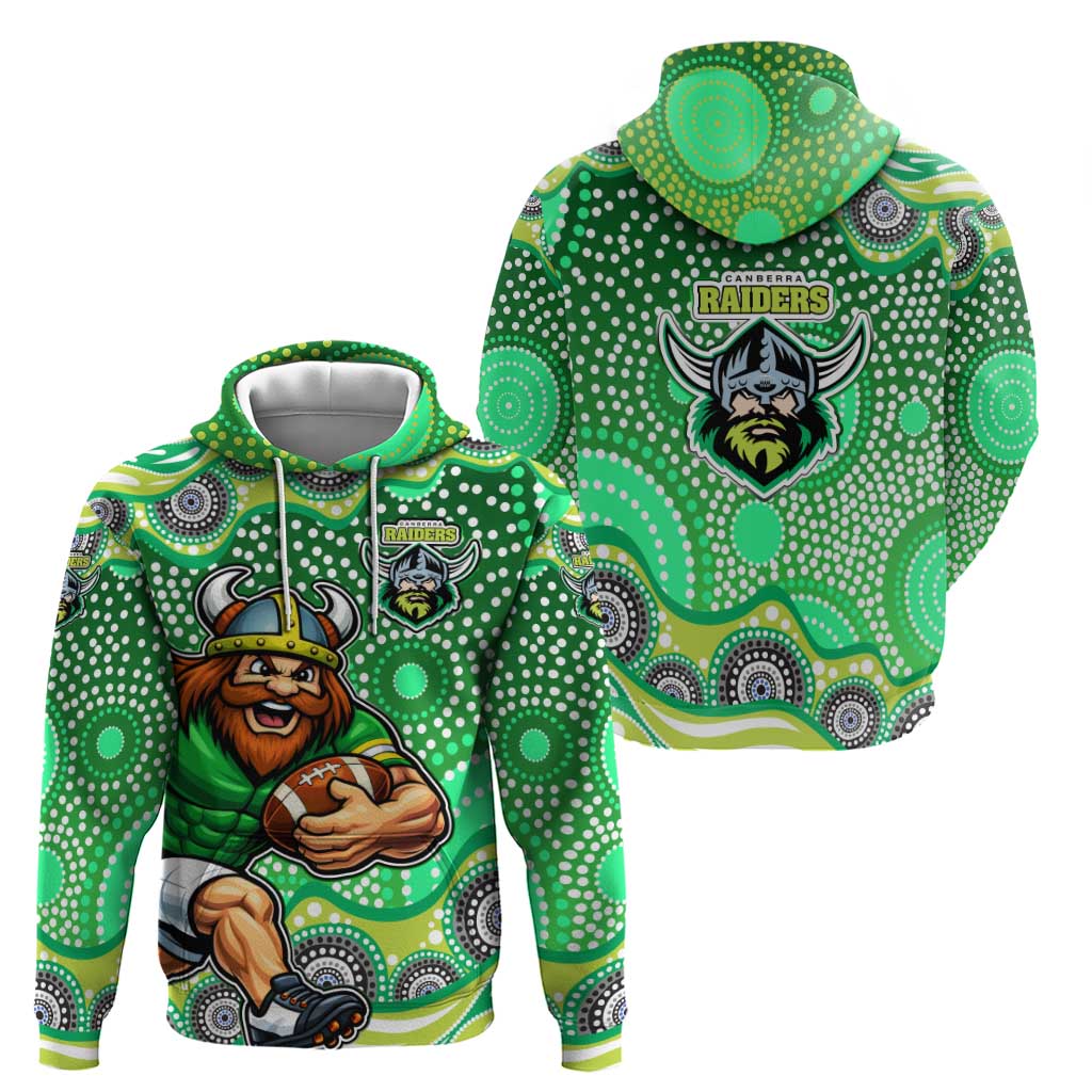Canberra Raiders Hoodie Aboriginal Dot Pattern - Rugby Mascot Heritage Pride