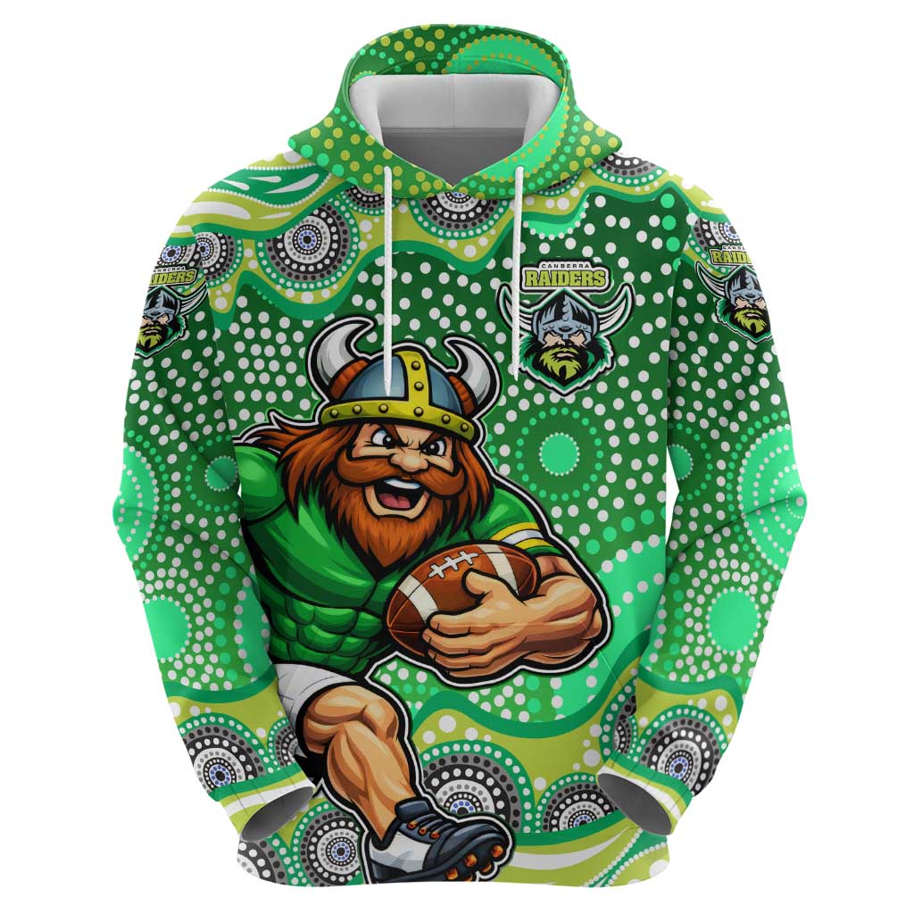 Canberra Raiders Hoodie Aboriginal Dot Pattern - Rugby Mascot Heritage Pride
